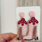 Pink Cowgirl Boot Earrings | Pink Glitter Fringe Cowboy Earrings | Pink Rodeo Beaded Earrings