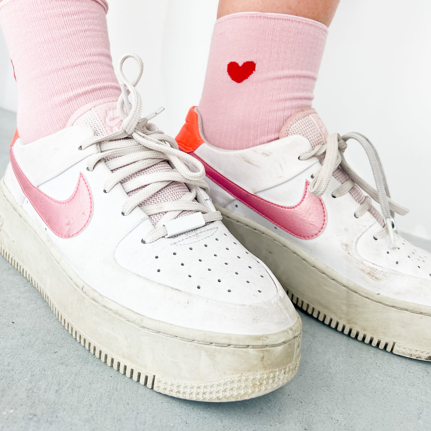 Pink Valentine's Socks | Pink and Red Vday Socks | Red Heart Socks | Valentine's Gift