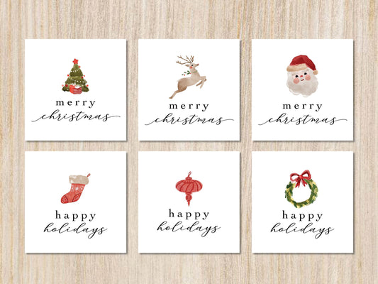 Merry Christmas Sticker Pack, Watercolor Christmas Sticker, Merry Christmas Labels, Holiday Gift Tags, Holiday Gift Sticker, Xmas Stickers