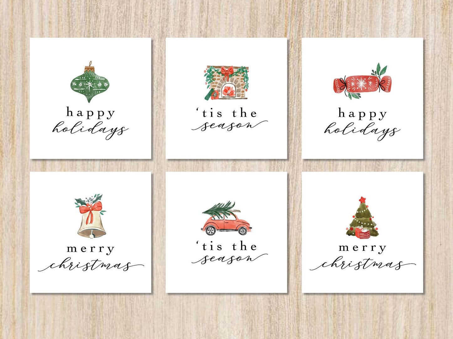 Tis the Season Sticker Pack, Holiday Sticker, Merry Christmas Tag, Watercolor Christmas Sticker, Gift Tag and Stickers, Holiday Gift Tag