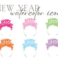 New Years Watercolor Illustration NYE Foil Headband New Years Digital Download Watercolor Icons 2023 New Year's Eve Watercolor Stickers Tags