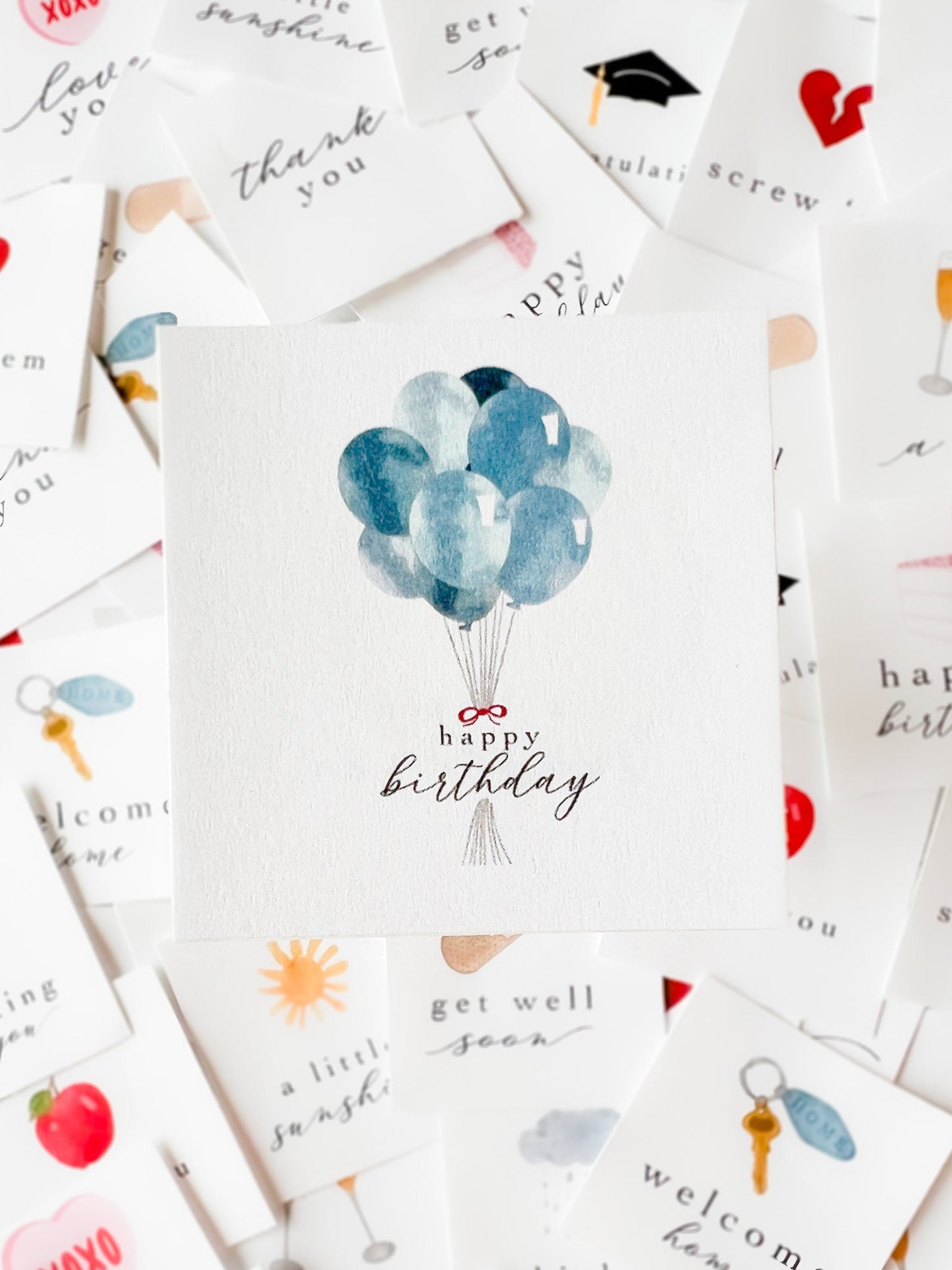 Blue Birthday Balloon (Stickers Only) Gifting Sticker Sheet, Pastel Blue Watercolor Balloon Gift Tags