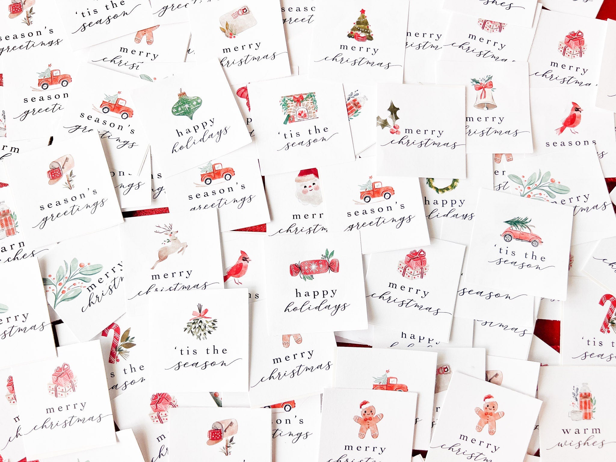 Christmas Sticker Pack (set of 6 - sticker tags only), Watercolor Christmas Sticker, Merry Christmas Labels, Holiday Gift Tags, Gift Sticker